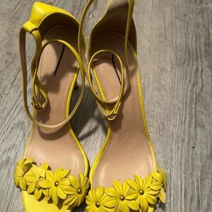 J. Crew Yellow Floral Heels
